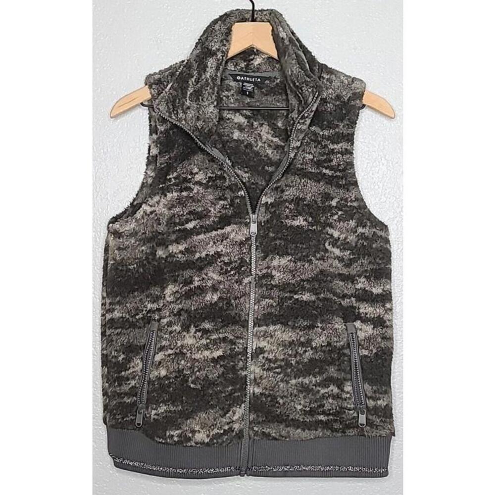 Athleta Tugga Vest Fog Camo Polyester Full Zip Outdoor Women's Sz S